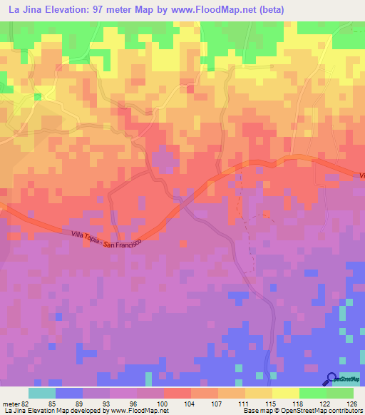 La Jina,Dominican Republic Elevation Map