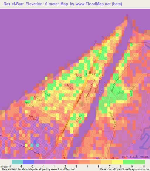 Ras el-Barr,Egypt Elevation Map