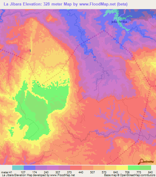 La Jibara,Dominican Republic Elevation Map