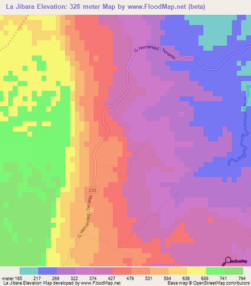 La Jibara,Dominican Republic Elevation Map