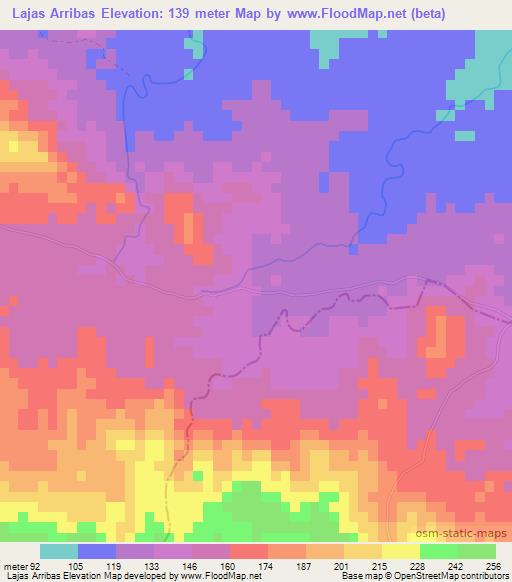 Lajas Arribas,Dominican Republic Elevation Map