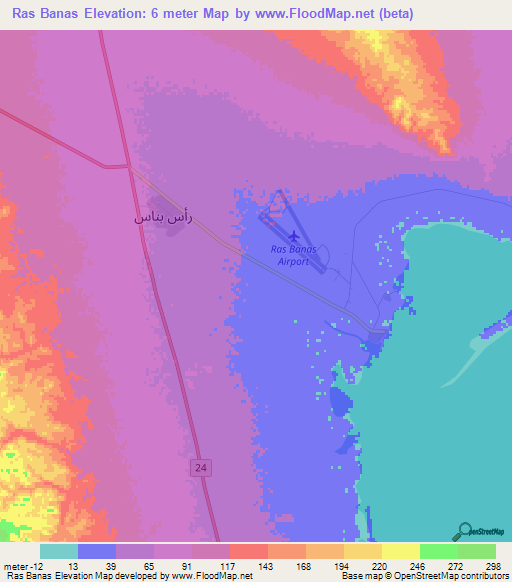 Ras Banas,Egypt Elevation Map