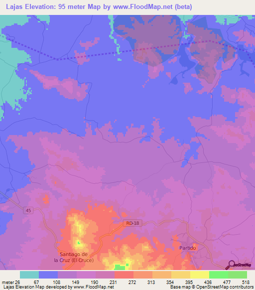 Lajas,Dominican Republic Elevation Map