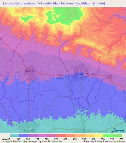 La Jaguita,Dominican Republic Elevation Map