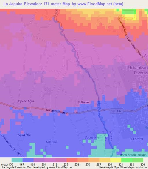 La Jaguita,Dominican Republic Elevation Map