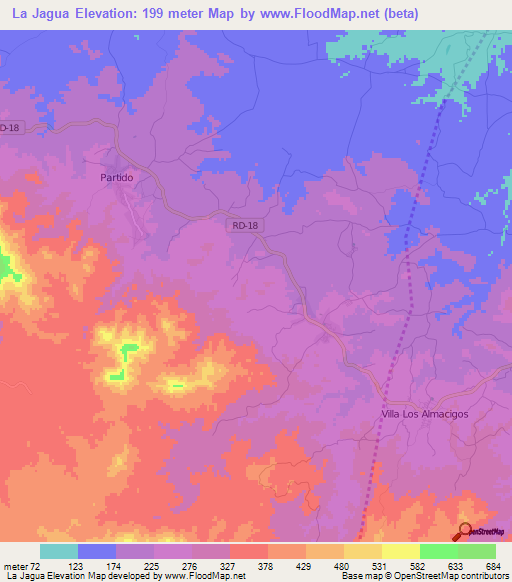 La Jagua,Dominican Republic Elevation Map