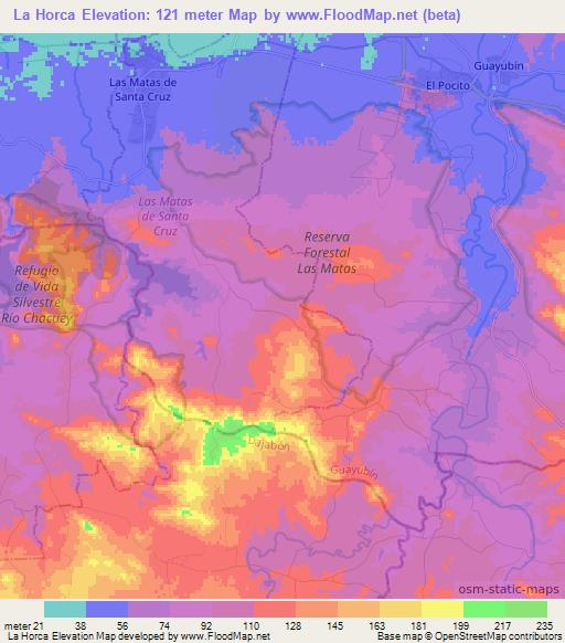 La Horca,Dominican Republic Elevation Map