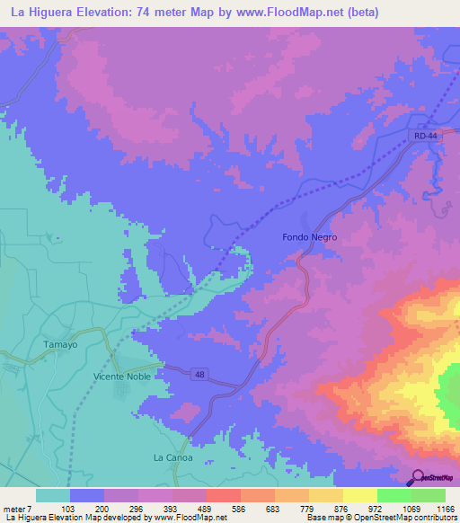 La Higuera,Dominican Republic Elevation Map