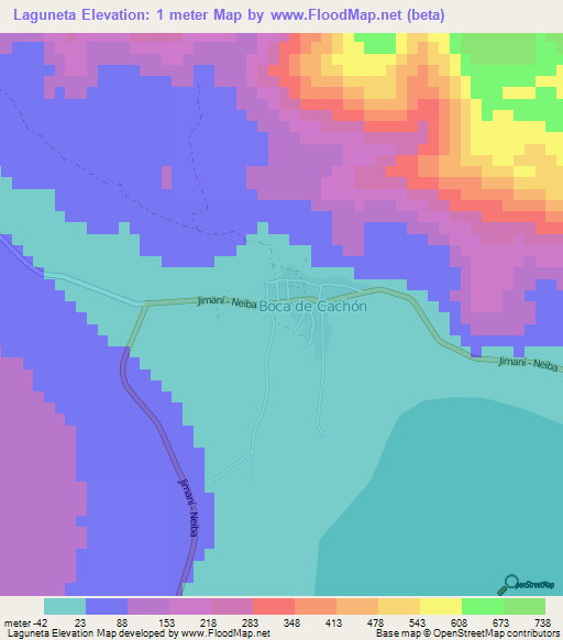 Laguneta,Dominican Republic Elevation Map