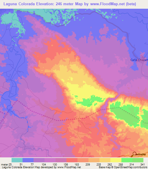 Laguna Colorada,Dominican Republic Elevation Map