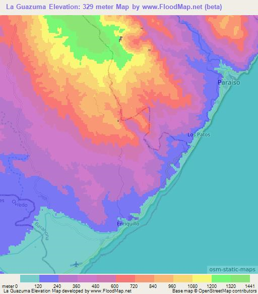 La Guazuma,Dominican Republic Elevation Map