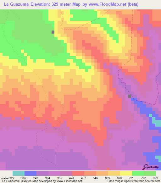 La Guazuma,Dominican Republic Elevation Map