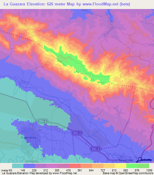 La Guazara,Dominican Republic Elevation Map