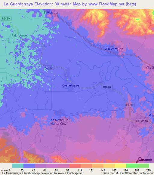 La Guardarraya,Dominican Republic Elevation Map