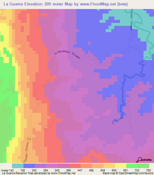 La Guama,Dominican Republic Elevation Map