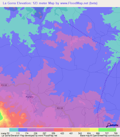 La Gorra,Dominican Republic Elevation Map