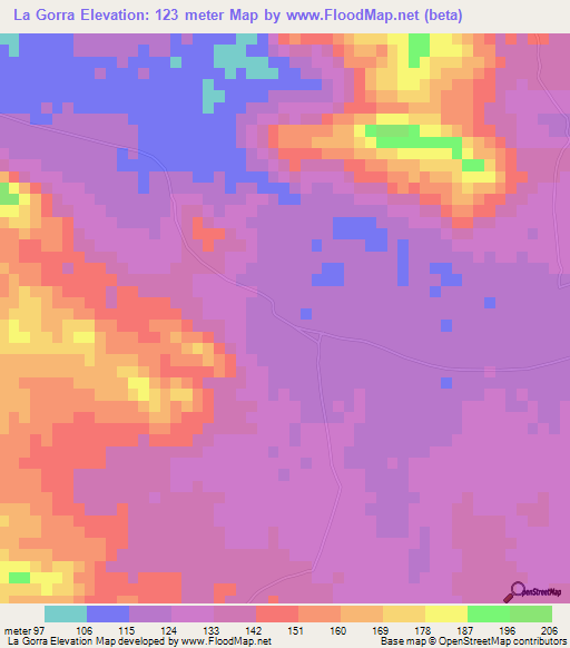 La Gorra,Dominican Republic Elevation Map