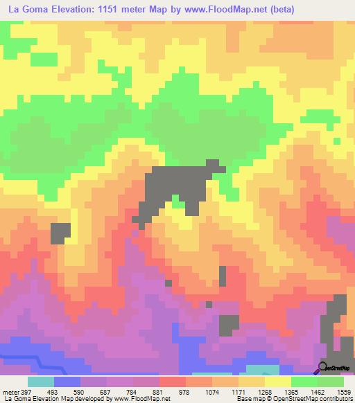 La Goma,Dominican Republic Elevation Map