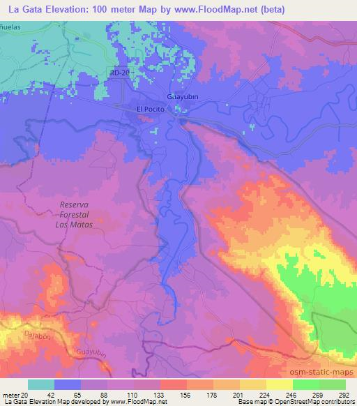 La Gata,Dominican Republic Elevation Map