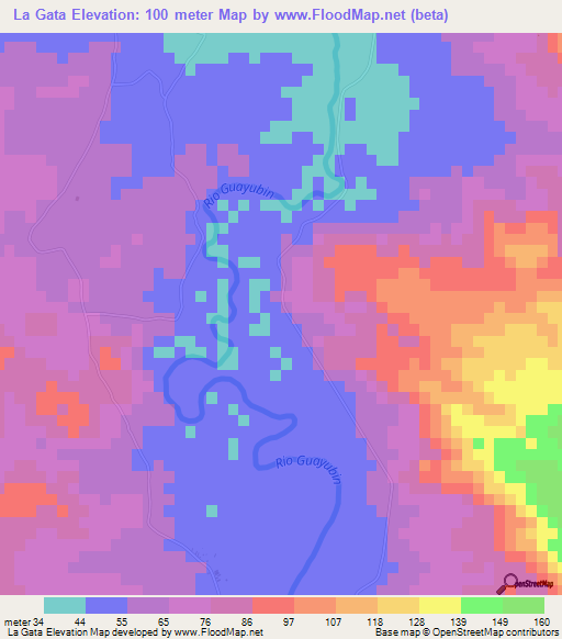 La Gata,Dominican Republic Elevation Map