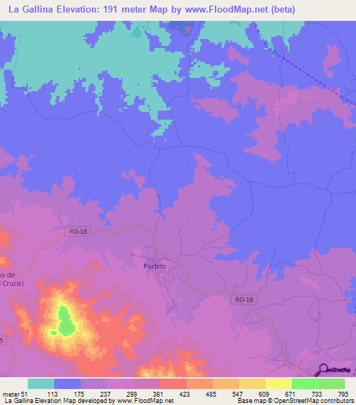 La Gallina,Dominican Republic Elevation Map