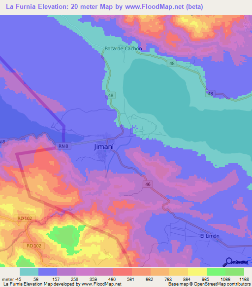 La Furnia,Dominican Republic Elevation Map