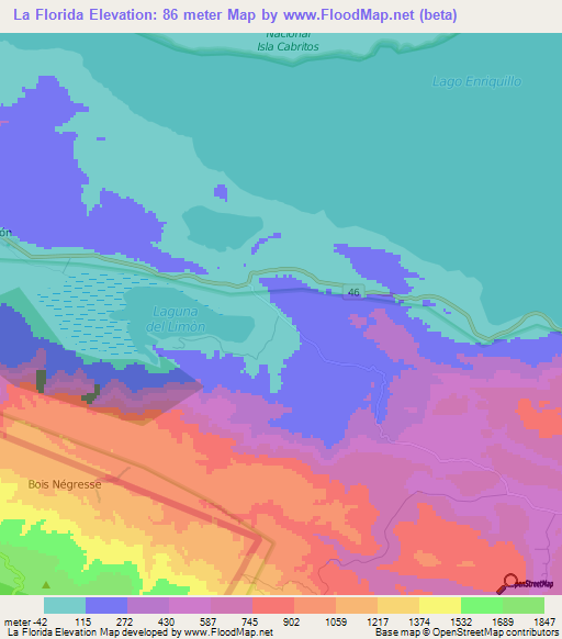 La Florida,Dominican Republic Elevation Map