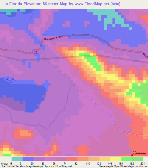 La Florida,Dominican Republic Elevation Map