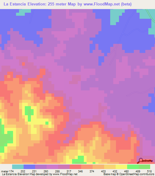 La Estancia,Dominican Republic Elevation Map