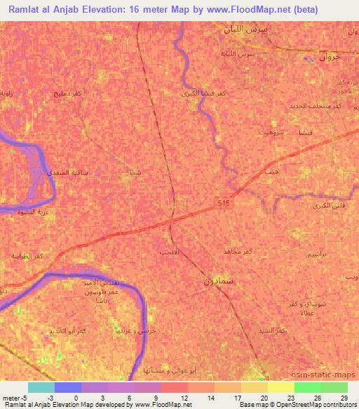 Ramlat al Anjab,Egypt Elevation Map