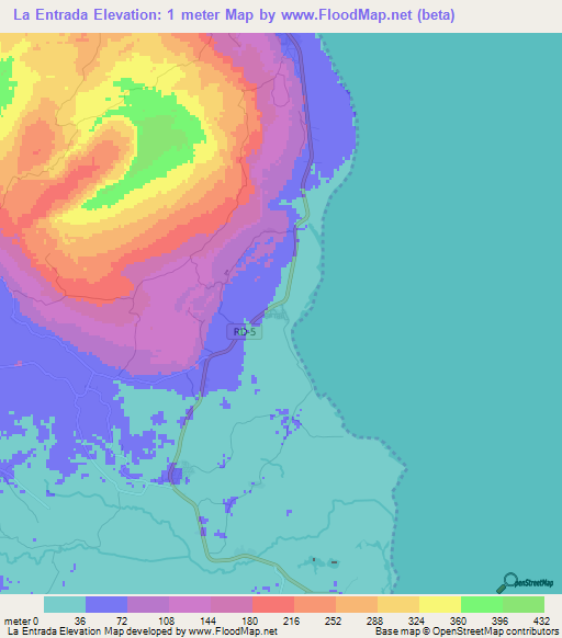 La Entrada,Dominican Republic Elevation Map