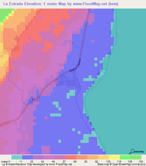 La Entrada,Dominican Republic Elevation Map