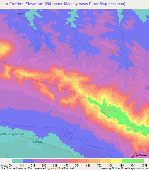 La Cumbre,Dominican Republic Elevation Map