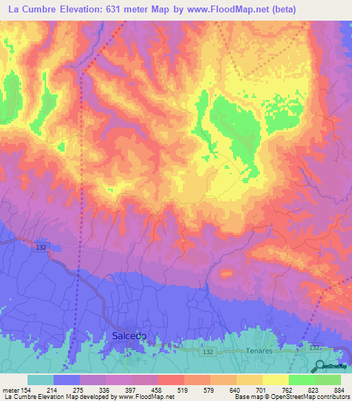 La Cumbre,Dominican Republic Elevation Map