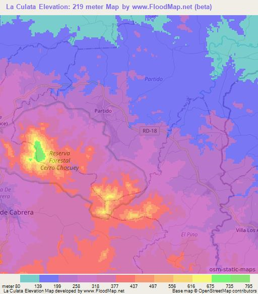 La Culata,Dominican Republic Elevation Map