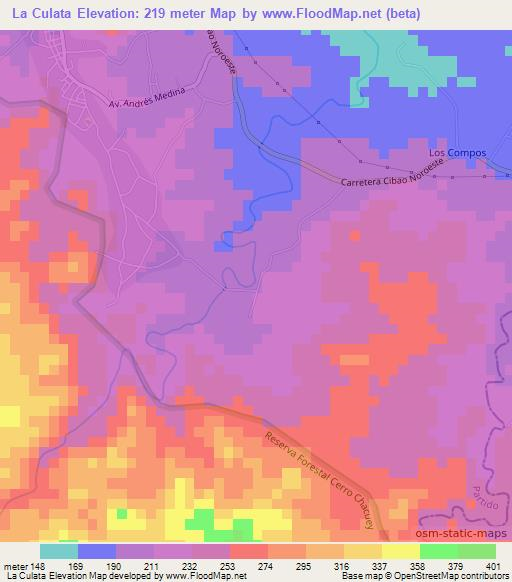 La Culata,Dominican Republic Elevation Map