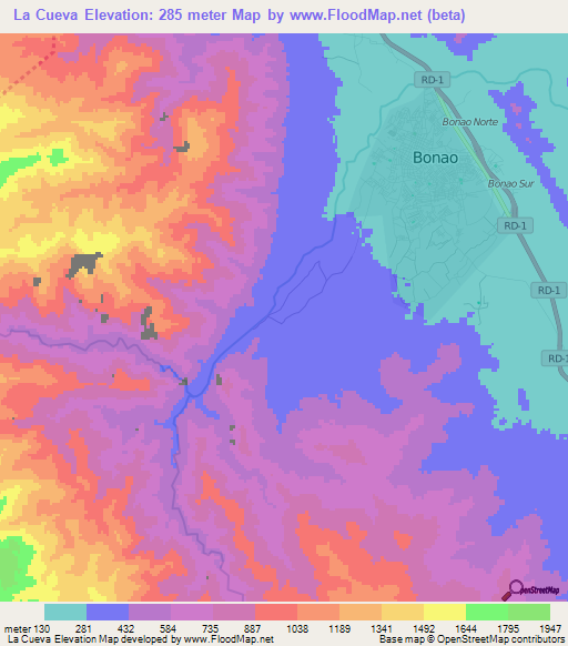 La Cueva,Dominican Republic Elevation Map