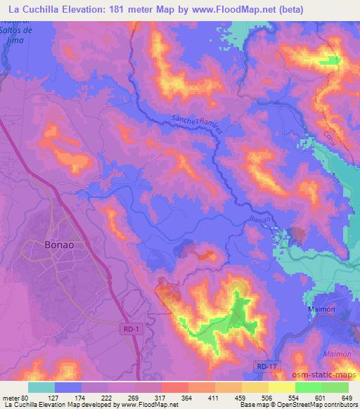 La Cuchilla,Dominican Republic Elevation Map