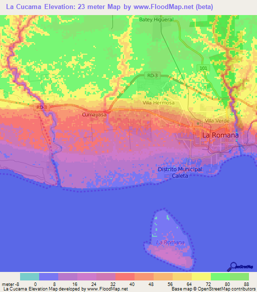 La Cucama,Dominican Republic Elevation Map