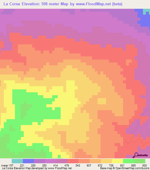 La Corsa,Dominican Republic Elevation Map