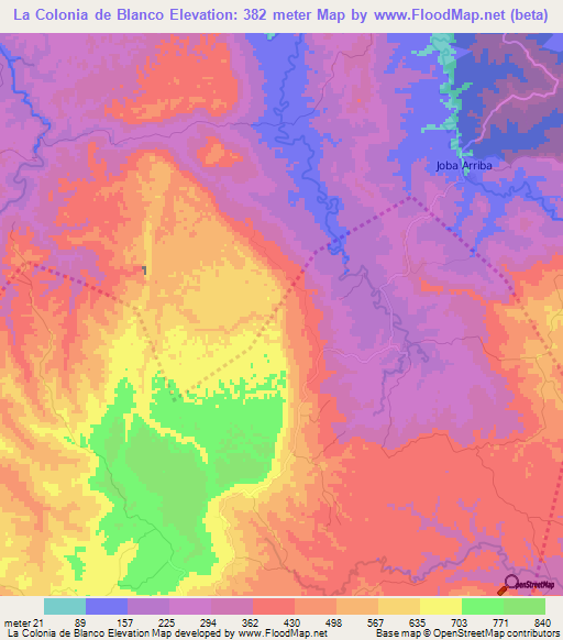 La Colonia de Blanco,Dominican Republic Elevation Map