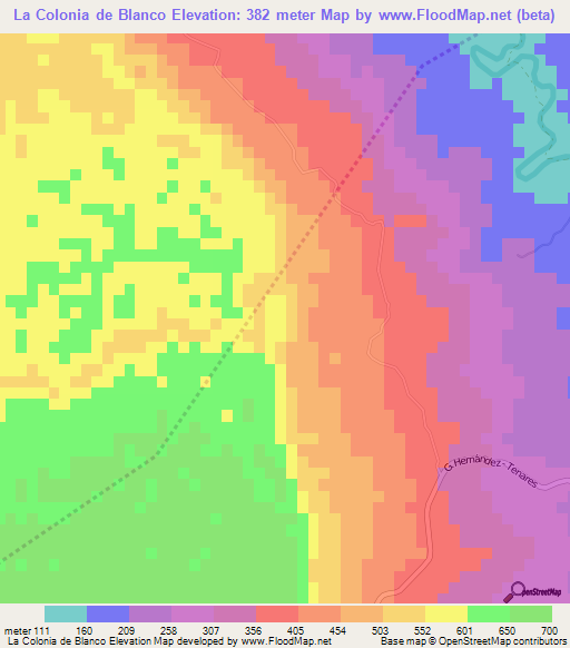 La Colonia de Blanco,Dominican Republic Elevation Map