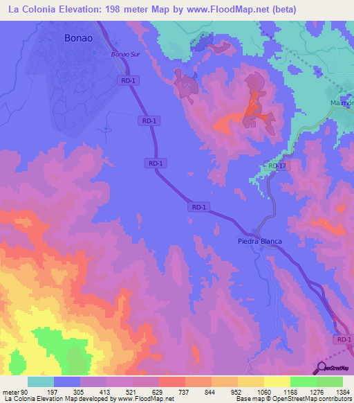 La Colonia,Dominican Republic Elevation Map