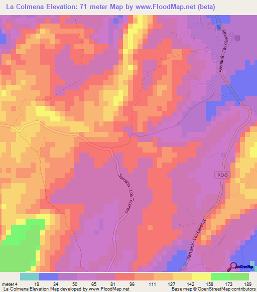 La Colmena,Dominican Republic Elevation Map