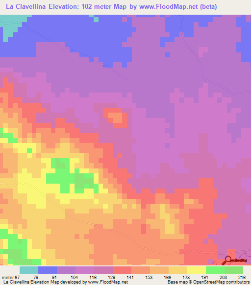 La Clavellina,Dominican Republic Elevation Map