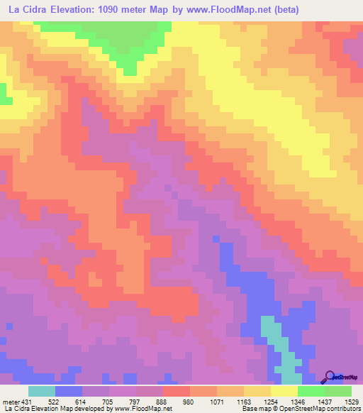 La Cidra,Dominican Republic Elevation Map