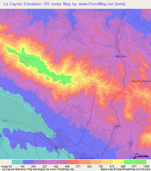 La Cayota,Dominican Republic Elevation Map