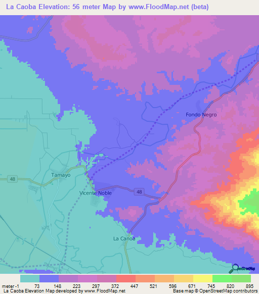 La Caoba,Dominican Republic Elevation Map