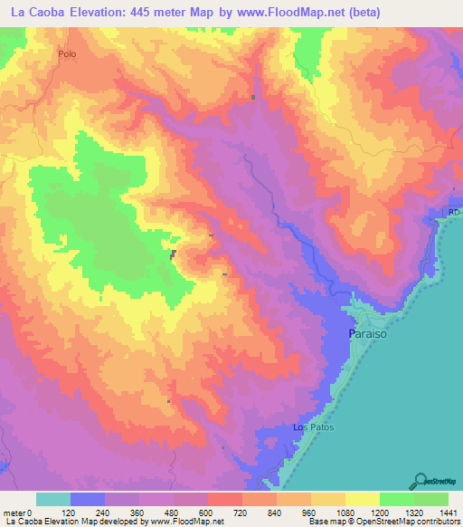 La Caoba,Dominican Republic Elevation Map