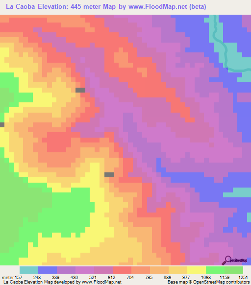 La Caoba,Dominican Republic Elevation Map